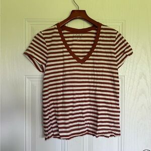 2 for $15 sale: Loft vintage brown white striped cotton v-neck everyday t-shirt